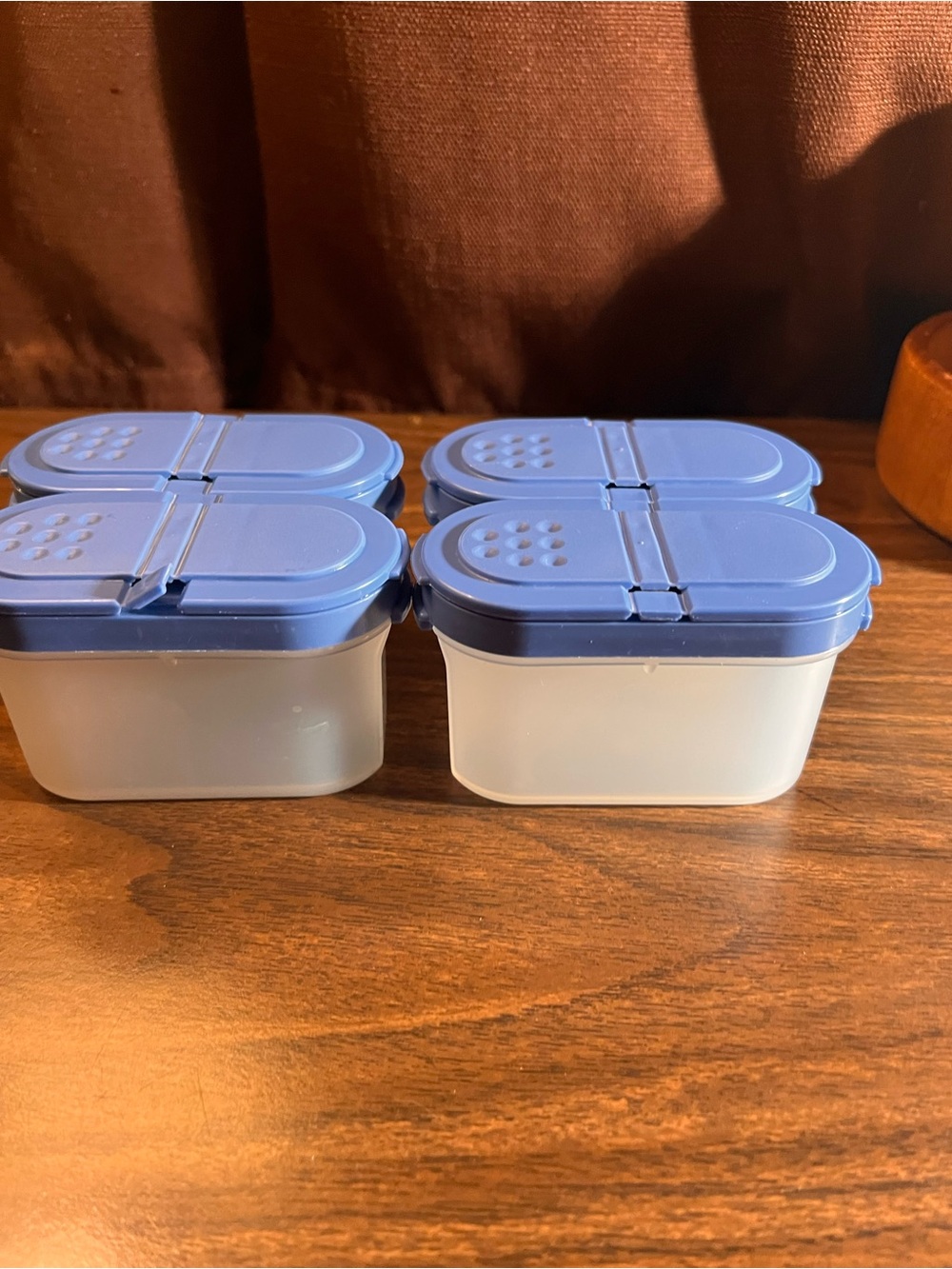 Tupperware -Blue Lid Food Storage Containers - Set of 4-spice shakers